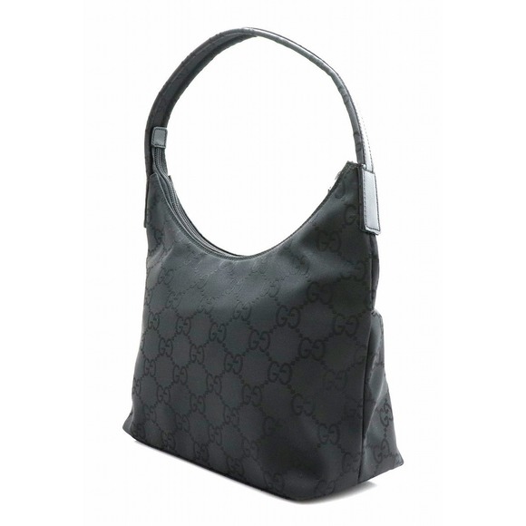 Gucci Nylon Tote Nylon Shoulder Bag GG Black - Picture 1 of 9